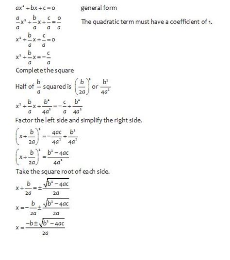 Nice To Know Topics Revealed: The Derivation of the Quadratic Formula