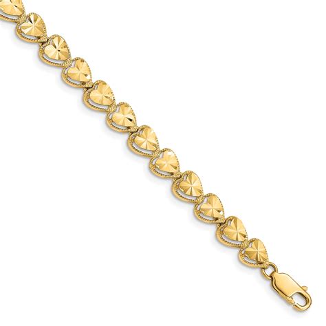 Best Price Product - 14K Diamond Cut Heart Bracelet - Walmart.com - Walmart.com