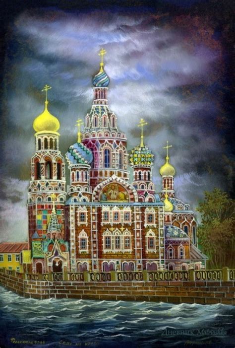 Gold domes of Russia by Fedoskino artists