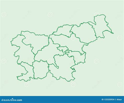 Slovenia Map Vector with Statistical Regions Using Green Borders on Light Background ...