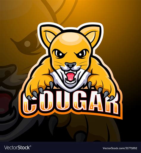 Cougar mascot esport logo design Royalty Free Vector Image