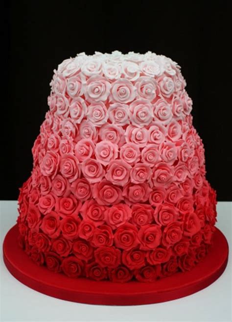 Ombre Pink Roses Cake | A Wedding Cake Blog