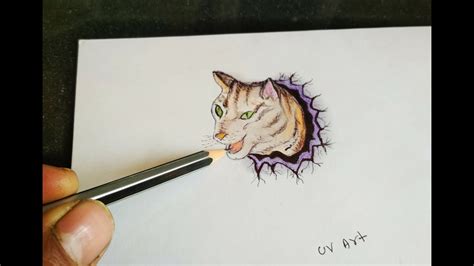 Drawing 3D Cat!! How to draw a 3D Cat Drawing-3D Art Trick - YouTube