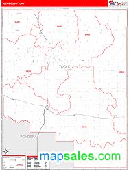 Toole County, MT Wall Map Red Line Style by MarketMAPS