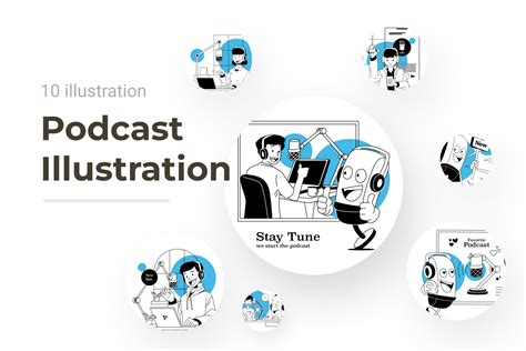 Premium Podcast Episode Illustration pack from People Illustrations