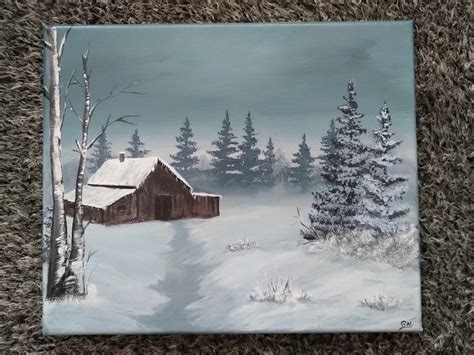 A winter scene. Acrylics on canvas : painting | Winter scene paintings ...