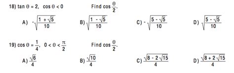 Solved tan theta = 2, cos theta