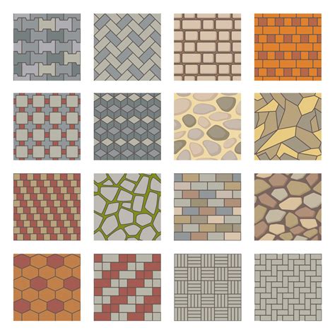 Pavement stones seamless pattern, paving stone city road texture. Pavements sidewalk tiles ...