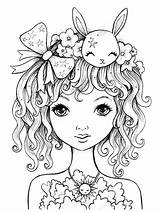 Cute Girl With A Bow Coloring Page  Free Printable Pages For Kids sketch template