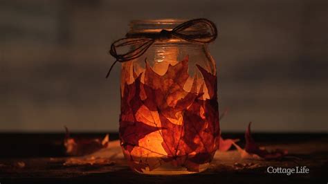 DIY Fall Leaves Mason Jar Candle Holder - YouTube