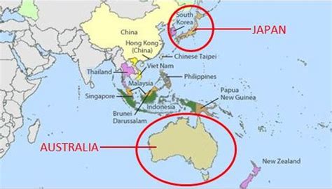 Japan And Australia Map - Asia Map