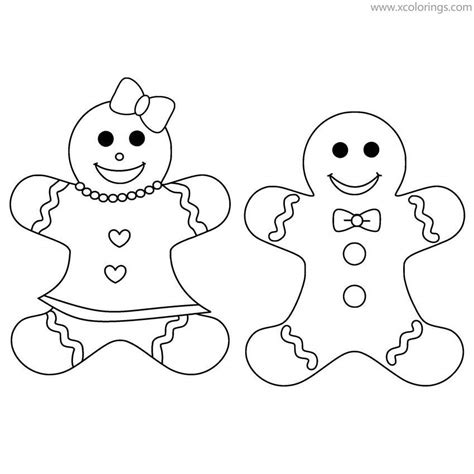 Gingerbread Man Coloring Pages Boy and Girl - XColorings.com