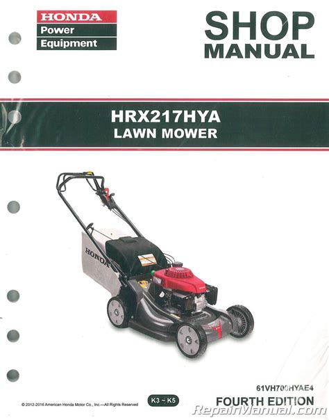 Honda HRX217 HYA Lawn Mower Repair Service Shop Manual