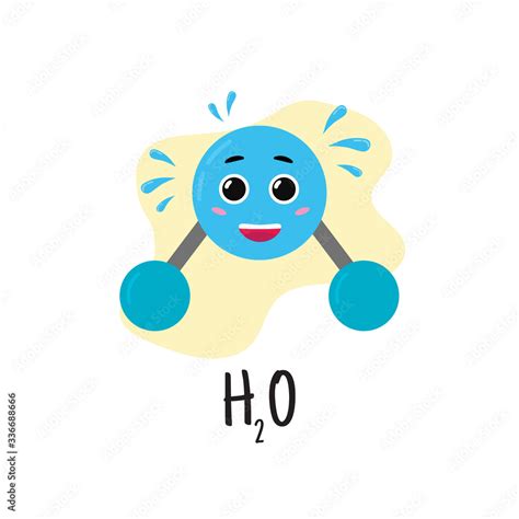 Structure of water molecule. Cartoon character. Study of chemistry. Vector illustration. Stock ...