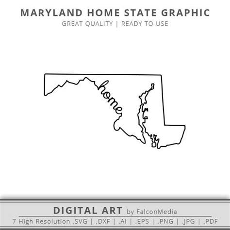 Maryland SVG Maryland Home State Outline SVG Maryland | Etsy