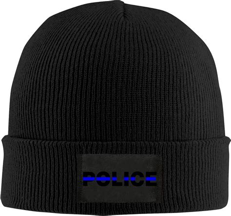 Amazon.com: Blue Thin Line Police Unisex Beanie Caps Knit Skull Hat ...