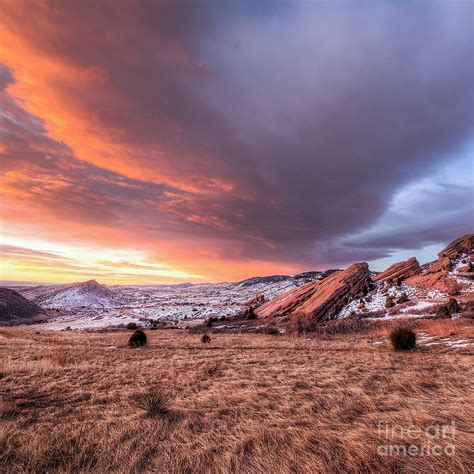 Sunrise at Red Rocks Square Format Photograph by Twenty Two West Photography | Fine Art America