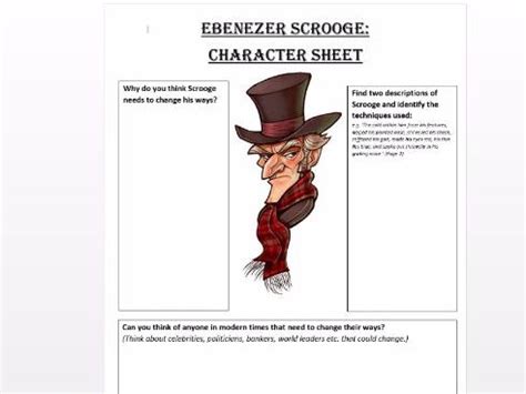 Scrooge Character Worksheet | Teaching Resources