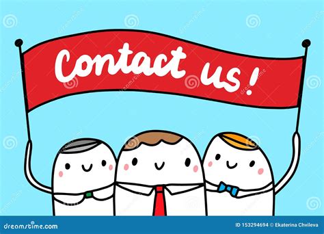 Contact Us Hand Drawn Illustration with Cartoon Businessmen People Stock Illustration ...