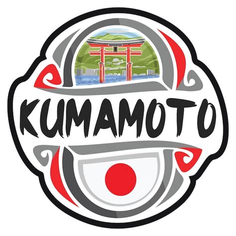 Kumamoto japan flag travel souvenir sticker skyline landmark logo emblema selo selo emblema svg ...