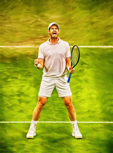 Sam Brannan - Andy Murray of Great Britain roar Wimbledon 2021. Digitas artwork print poster ...