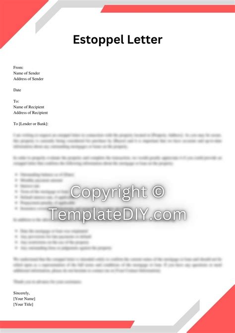 Estoppel Request Letter Sample with Examples [Word]