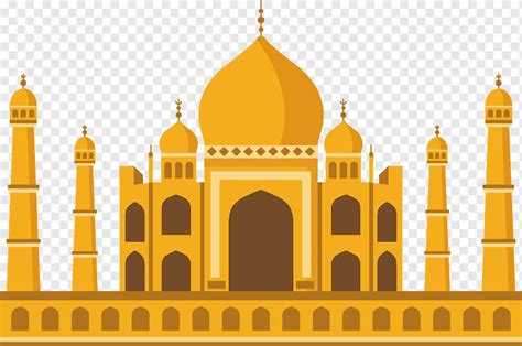 Taj Mahal illustration, Church Mosque Islam, Yellow Islamic Church, building, poster, symmetry ...