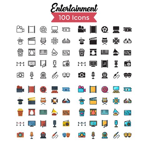 entertainment icon set vector 628888 Vector Art at Vecteezy