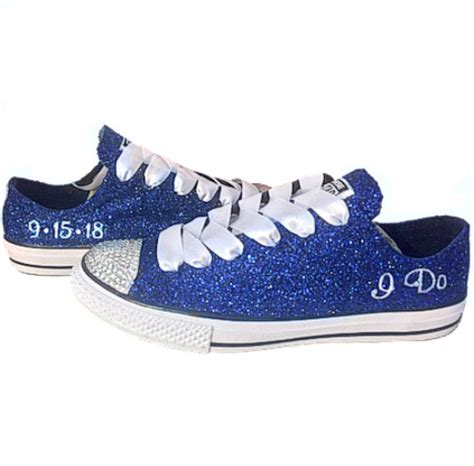 Converse All Stars Sparkly Glitter Wedding Bride Sneakers Something Blue Shoes | Bride sneakers ...