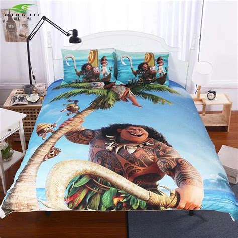 Anime Moana Bedding Set Ocean Cartoon Children Kids Bedclothes Demigod ...