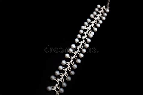 Jewelry Pearl Necklace on Black Background Stock Photo - Image of color, pattern: 144525894