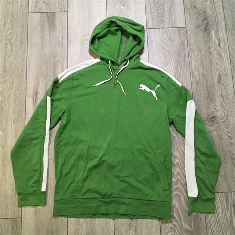 Puma green hoodie pullover jumper - size... - Depop