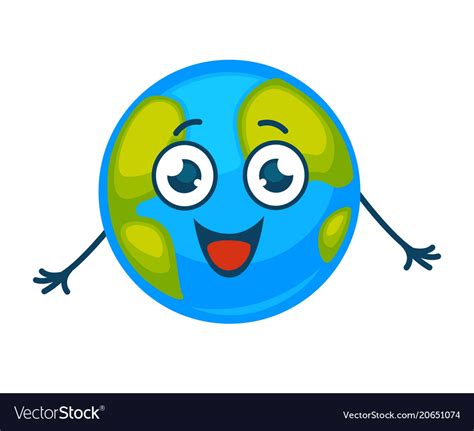 Earth planet smiling cartoon character Royalty Free Vector