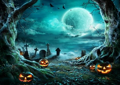 Cemetery Scary Pumpkin Halloween Party Backdrop Studio Stage Photography Background