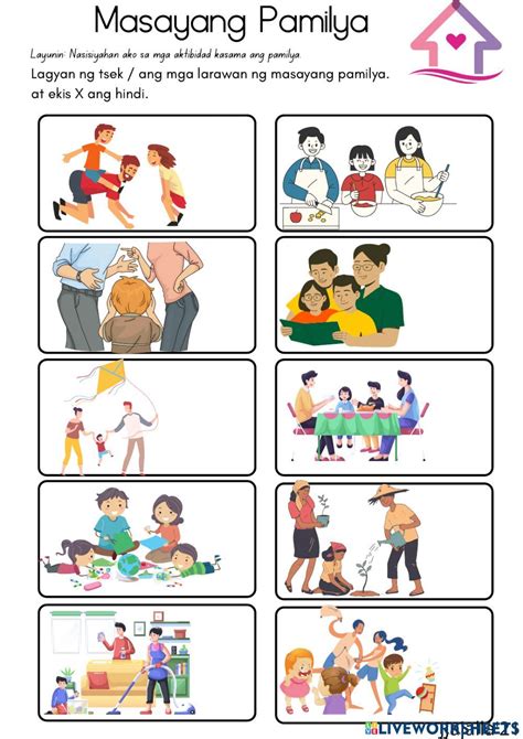 Gawain ng Masayang Pamilya worksheet | Kids worksheets printables ...