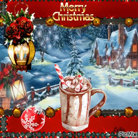 Hot Cocoa, Lantern And Ornament - Merry Christmas Animated Quote ...