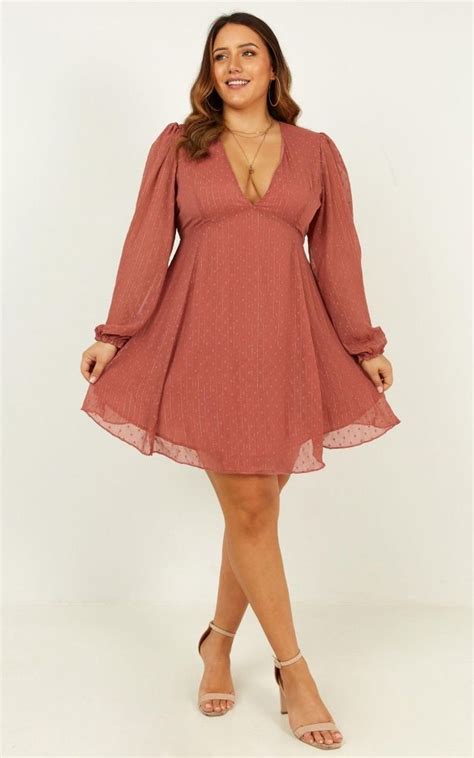 Alert Me Dress In Dusty Rose Lurex Dobby | Showpo | Plus size dresses, Plus size outfits, Fashion