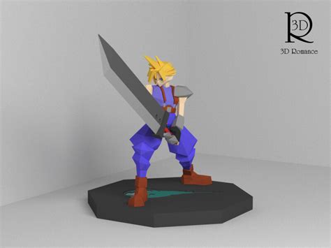 ArtStation - Cloud Strife Polygon Classic Battle Model for 3D Print ...