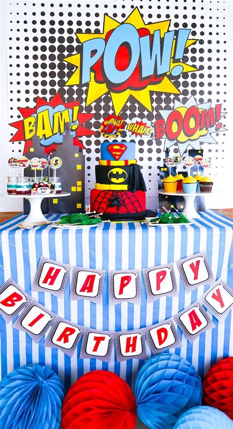 Kara's Party Ideas Bam! Pow! Superhero Birthday Party | Kara's Party Ideas