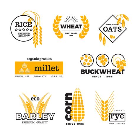 Organic wheat grain farming agriculture vector logo set By Microvector ...