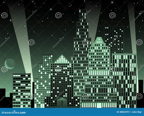 Cityscape at nighttime stock vector. Illustration of business - 4882299