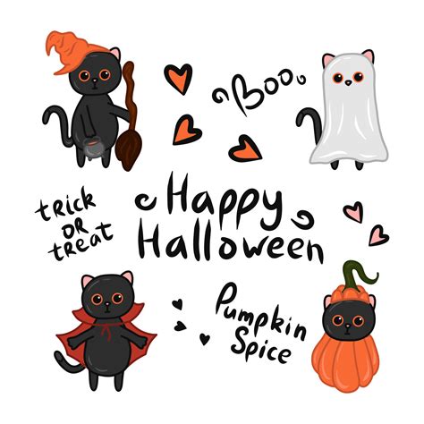 Halloween kawaii cat with costume vector illustration 12031701 Vector ...