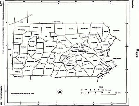 Pennsylvania State Map With Counties Outline And Location Of Each - Pa County Map Printable ...