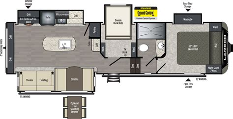 Laredo Fifth Wheels - 296SBH Floorplan | Keystone RV 34' 2" | Floor plans, Fifth wheel, Travel ...