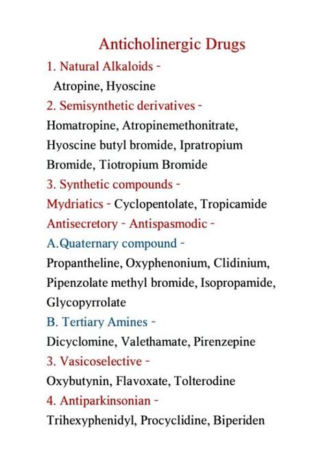 Anticholinergic drugs