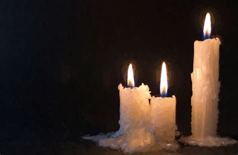 Three White Candles Burning at Night Time Photograph by John Williams ...