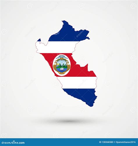 Peru Map in Costa Rica Flag Colors, Editable Vector Stock Vector ...