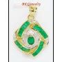 18K Yellow Gold Emerald Diamond Eternity Pendant Jewelry [P0101]