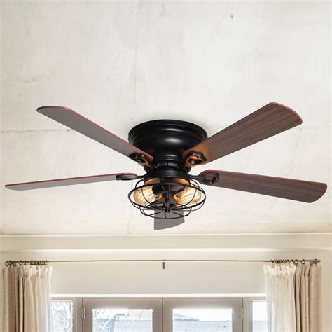 48" Low Profile Metal 5-Blade Ceiling Fan with Remote - Overstock - 31727295