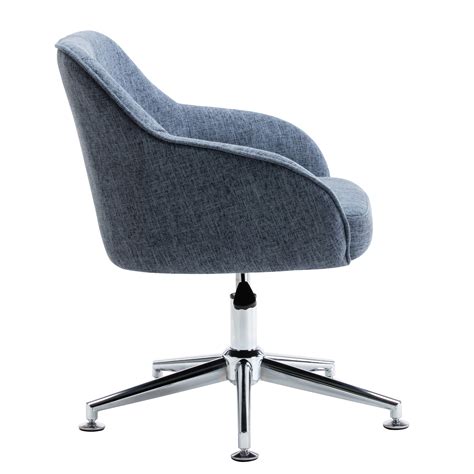 Adjustable Height Upholstered Contemporary Swivel Desk Chair with Optional Caster Wheels, Easy ...